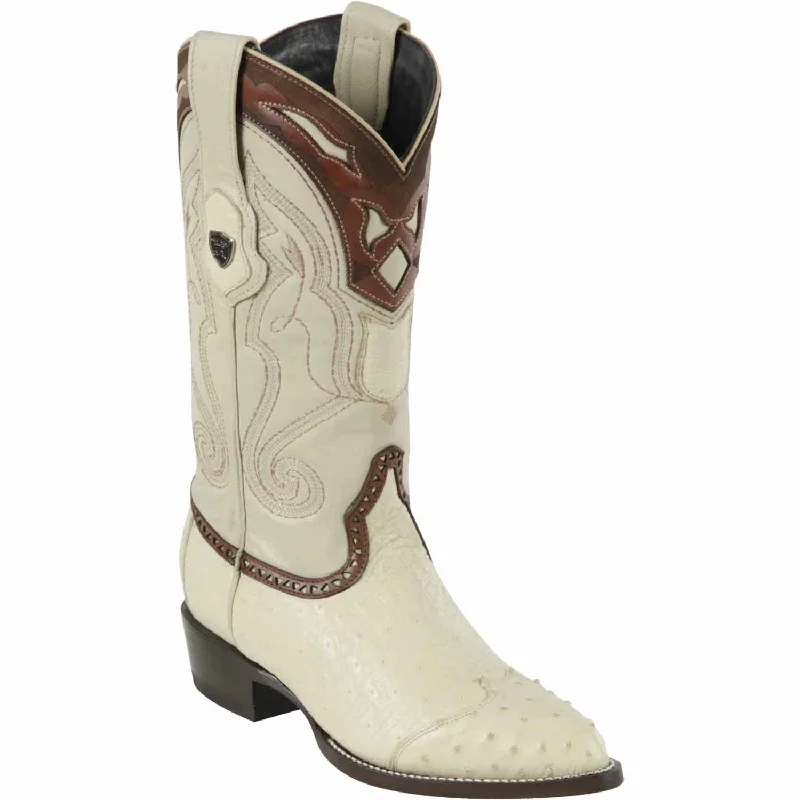 Men's western boots with a concho - studded strap and a pointed toeMen's Wild West Smooth Ostrich Skin J Toe Boot 2990404