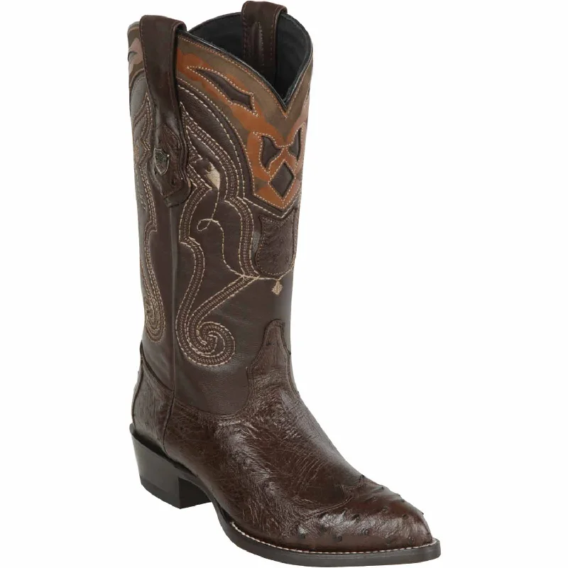 Men's western boots with a rubber sole for traction on various surfacesMen's Wild West Smooth Ostrich Skin J Toe Boot 2990407