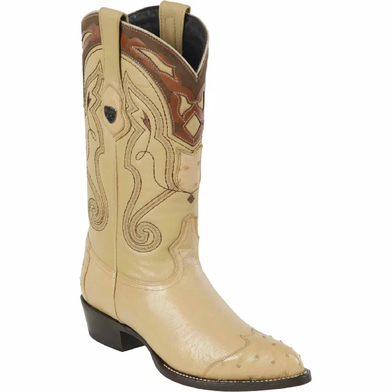 Men's western boots with a distressed leather finish for a rugged lookMen's Wild West Smooth Ostrich Skin J Toe Boot 2990411