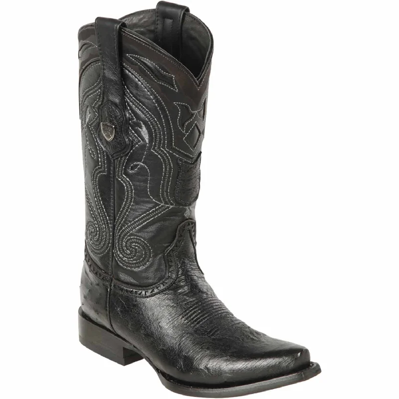 Vintage - style men's western boots with a square toe and spur ledgeMen's Wild West Smooth Ostrich Skin Snip Toe Boot 2949705