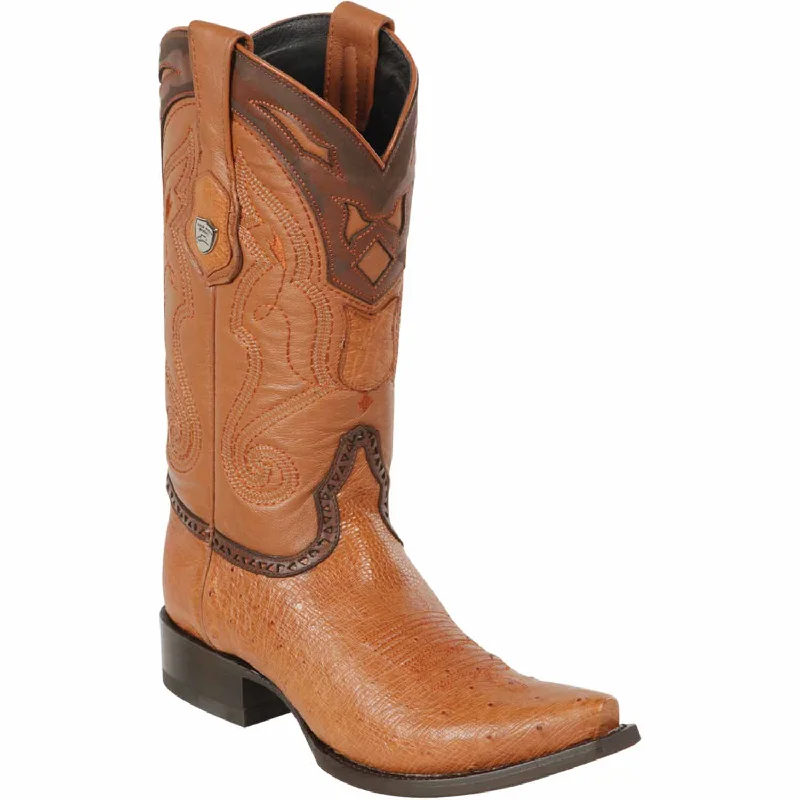 Men's western boots with a high - quality leather upper and a suede liningMen's Wild West Smooth Ostrich Skin Snip Toe Boot 2949751