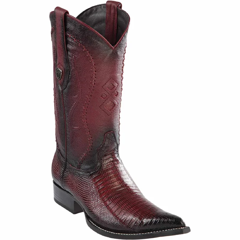 Men's western boots with a scalloped edge and a pull - on strapMen's Wild West Teju Lizard Eco Skin 3X Toe Boot 2953543