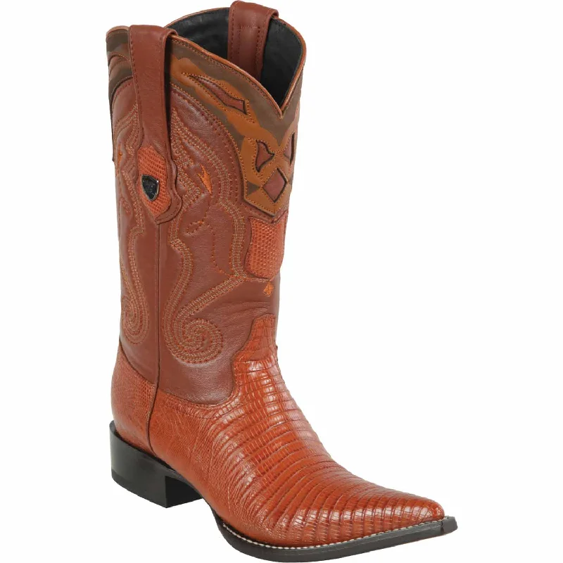 Men's western boots with a decorative inlay on the toe and heelMen's Wild West Teju Lizard Skin 3X Toe Boot 2950703