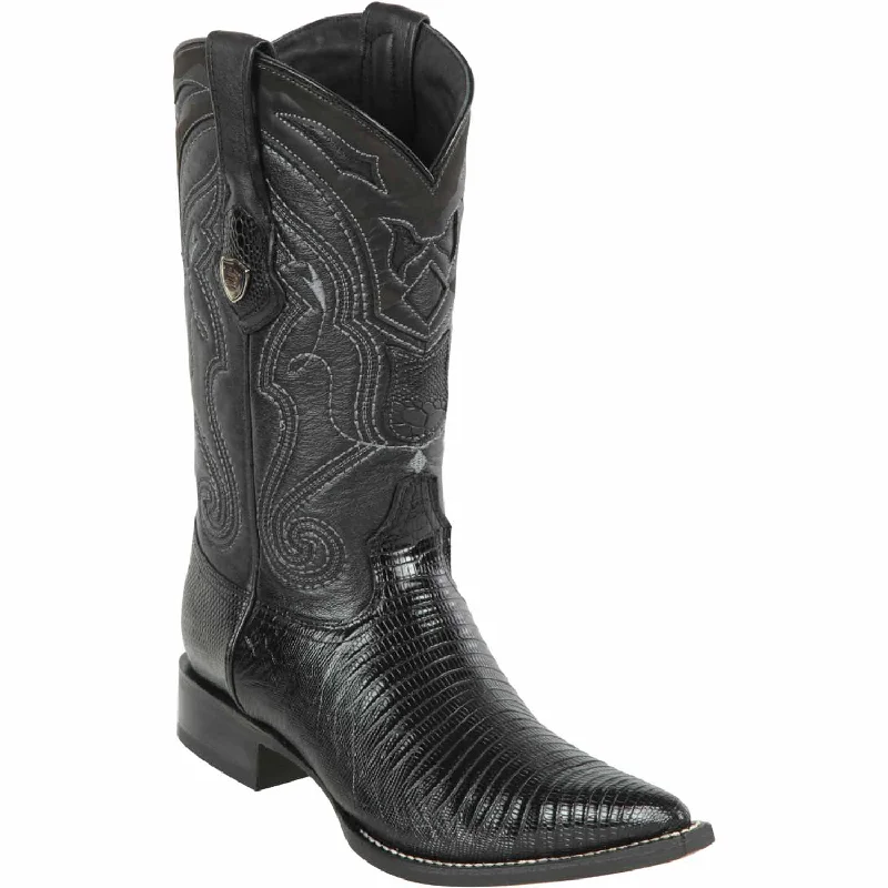 Men's western boots with a tooled leather design on the shaftMen's Wild West Teju Lizard Skin 3X Toe Boot 2950705