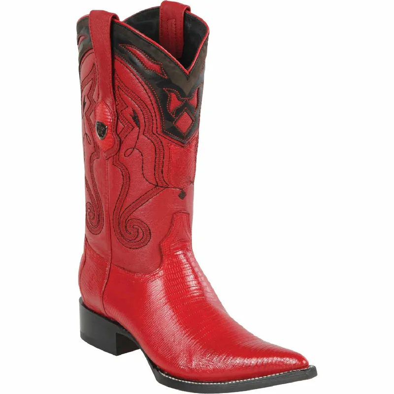 Men's western boots with a high - heeled design and a pointed toeMen's Wild West Teju Lizard Skin 3X Toe Boot 2950712