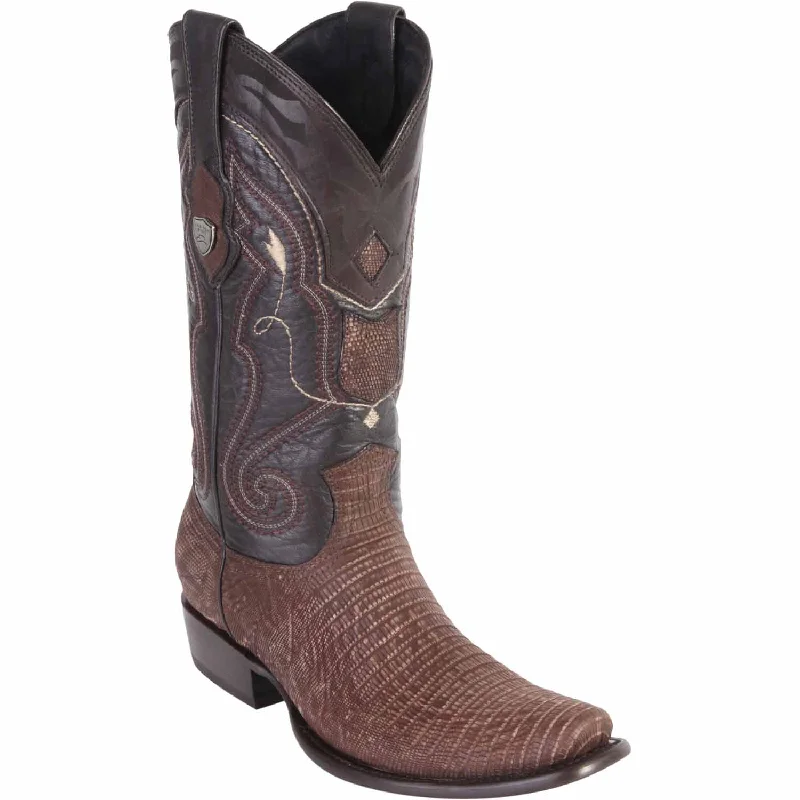 Men's western boots with a decorative inlay on the toe and heelMen's Wild West Teju Lizard Skin Dubai Toe Boot 2790735