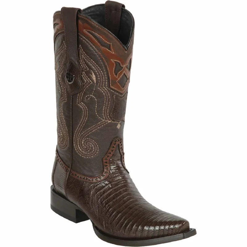 Men's western boots with a concho - studded strap and a pointed toeMen's Wild West Teju Lizard Skin Snip Toe Boot 2940707