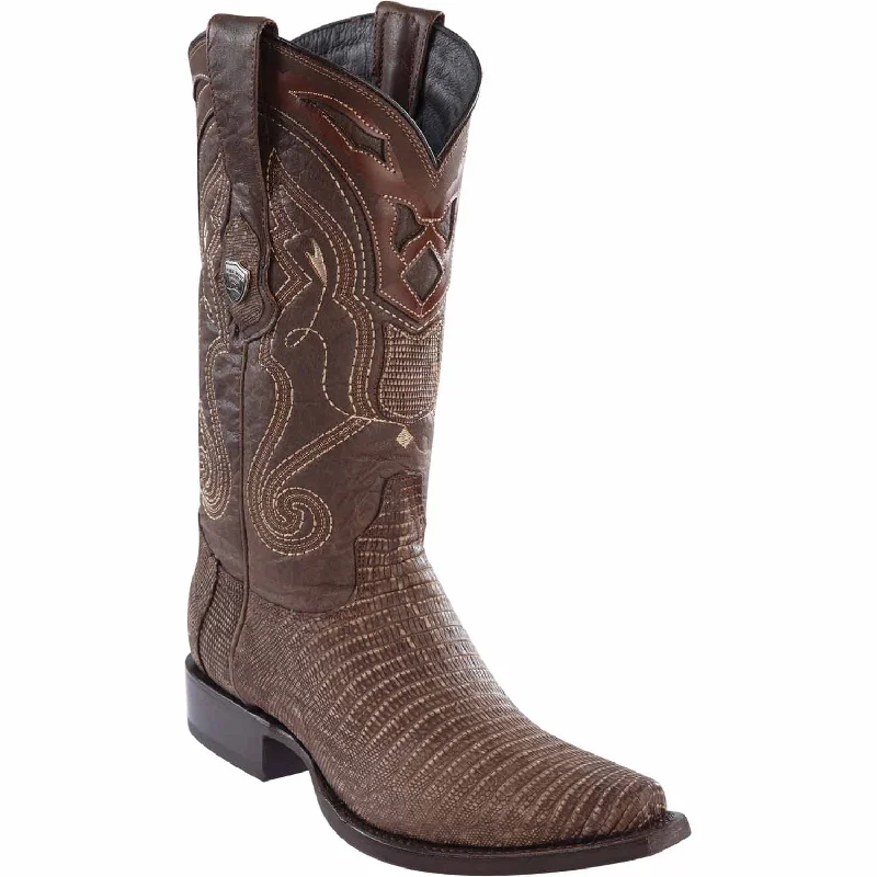 Men's western boots with a rubber sole for traction on various surfacesMen's Wild West Teju Lizard Skin Snip Toe Boot 2940735