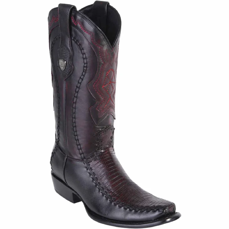 Men's western boots with a leather - wrapped heel and a smooth finishMen's Wild West Teju Lizard with Deer Dubai Toe Boot 279F0718