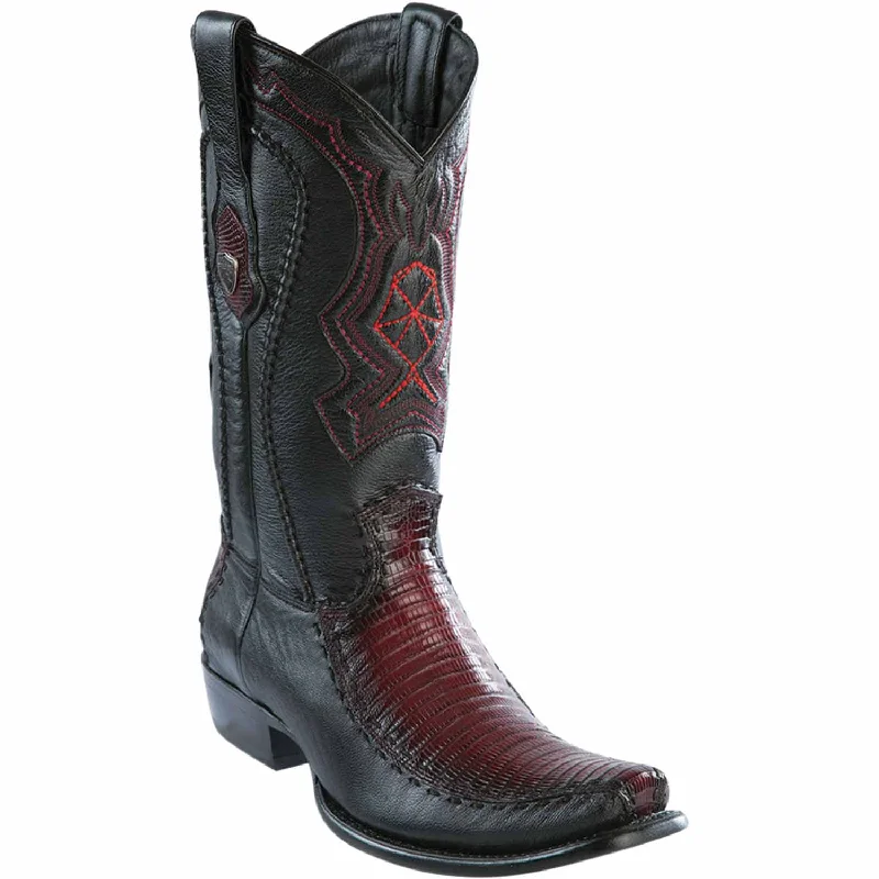 Men's western boots with a rubber sole for traction on various surfacesMen's Wild West Teju Lizard with Deer Dubai Toe Boot 279F0743