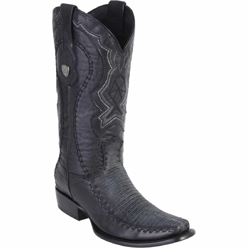 Men's western boots in a rich brown or black leatherMen's Wild West Teju Lizard with Deer Dubai Toe Boot 279F0774