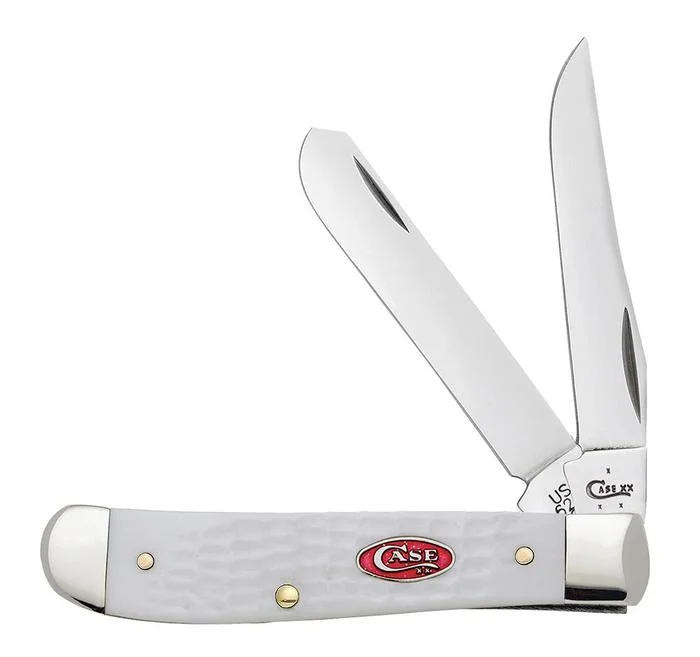 Men's western boots with a tooled leather design on the shaftCase Standard Jig White Synthetic Mini Trapper Knife