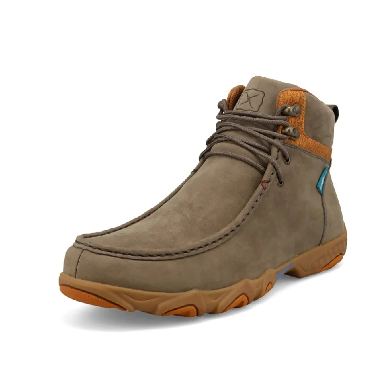 Men's western boots with a distressed leather finish for a rugged lookTwisted X Men's Deep Taupe Lace Up Driving Moc