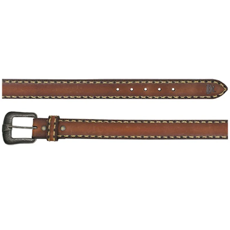 Men's western boots in a rich brown or black leatherSaddle Tan Braided Edge Belt