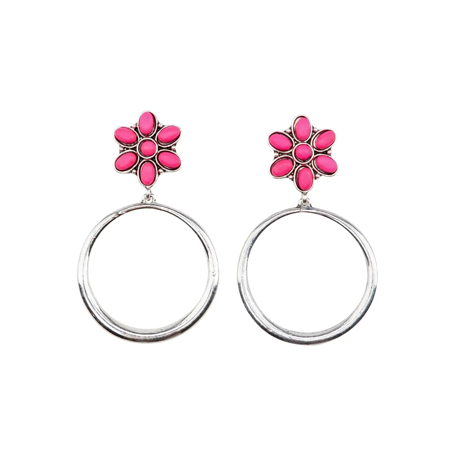 Men's western boots with a scalloped edge and a pull - on strapWest & Co. Silver Hoop Earring on Pink Flower Post