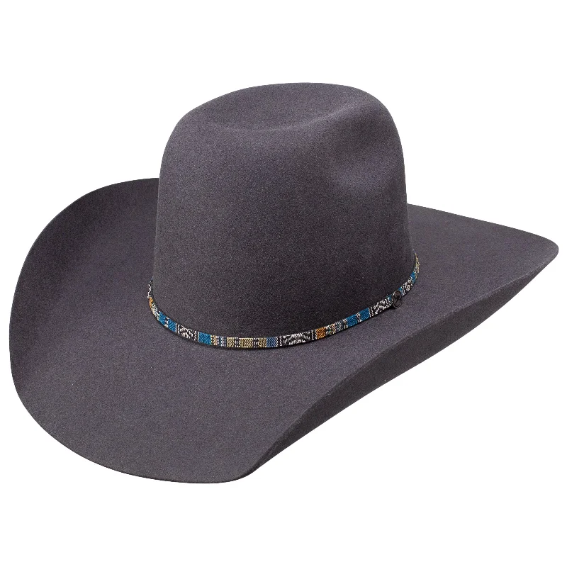 Men's western boots with a decorative inlay on the toe and heelResistol 4X Silver Smoke Felt Hat