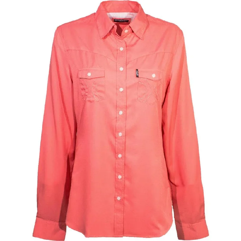 Men's western boots with a leather - wrapped heel and a smooth finishHooey Ladies Sol Tea Rose Shirt