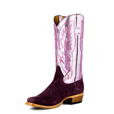 Men's western boots with a concho - studded strap and a pointed toeMacie Bean Ladies' Violet Suede Boot